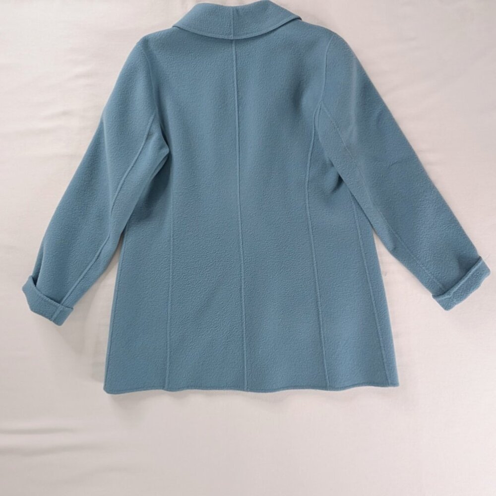 Talbots Double Face Blue Wool Front Button Shawl … - image 4